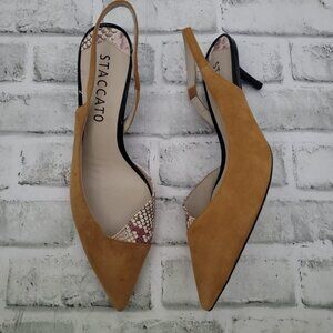 NWOB Staccato Joy & Peace Suede Snakeskin Slingback Low Heel Size 40 EU 10 US